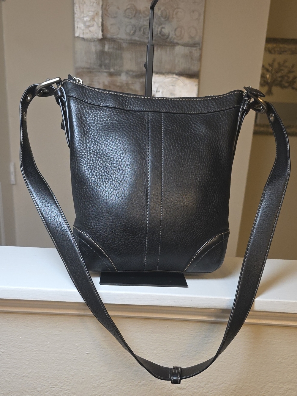 Coach F12319 2008 Black Pebbled Leather Shoulder/Crossbody Bag EUC